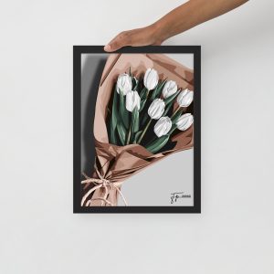 White tulips - Framed poster