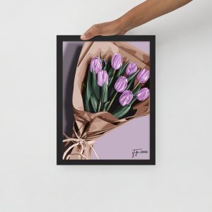 Purple tulips - Framed poster