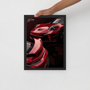 Red Porsche GT3 - Framed poster