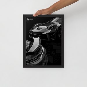 Black Porsche GT3 - Framed poster